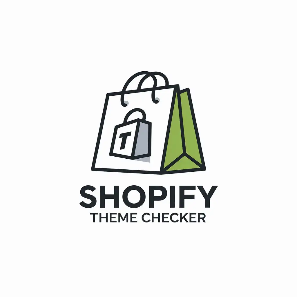 LOGO Design for Shopify Theme Checker Vector Shopping Bag with T Symbol