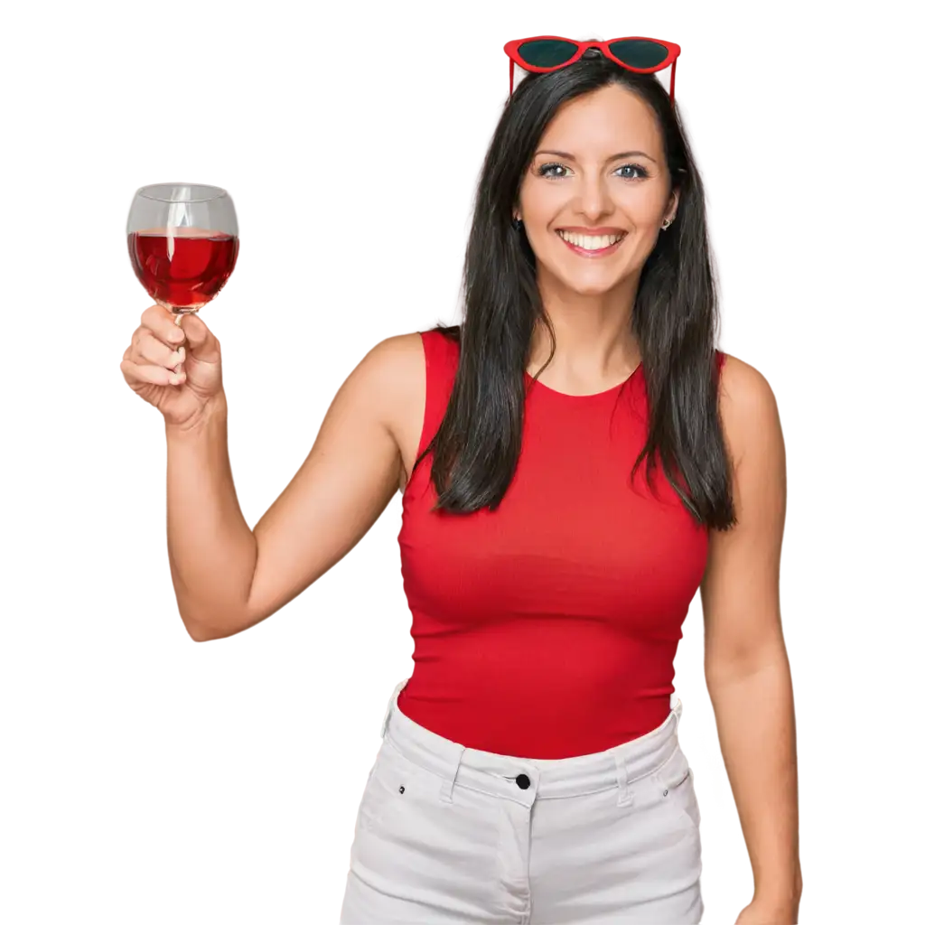 PNG-Image-of-Happy-Female-with-Dark-Hair-Enjoying-Red-Wine-on-a-Golf-Course