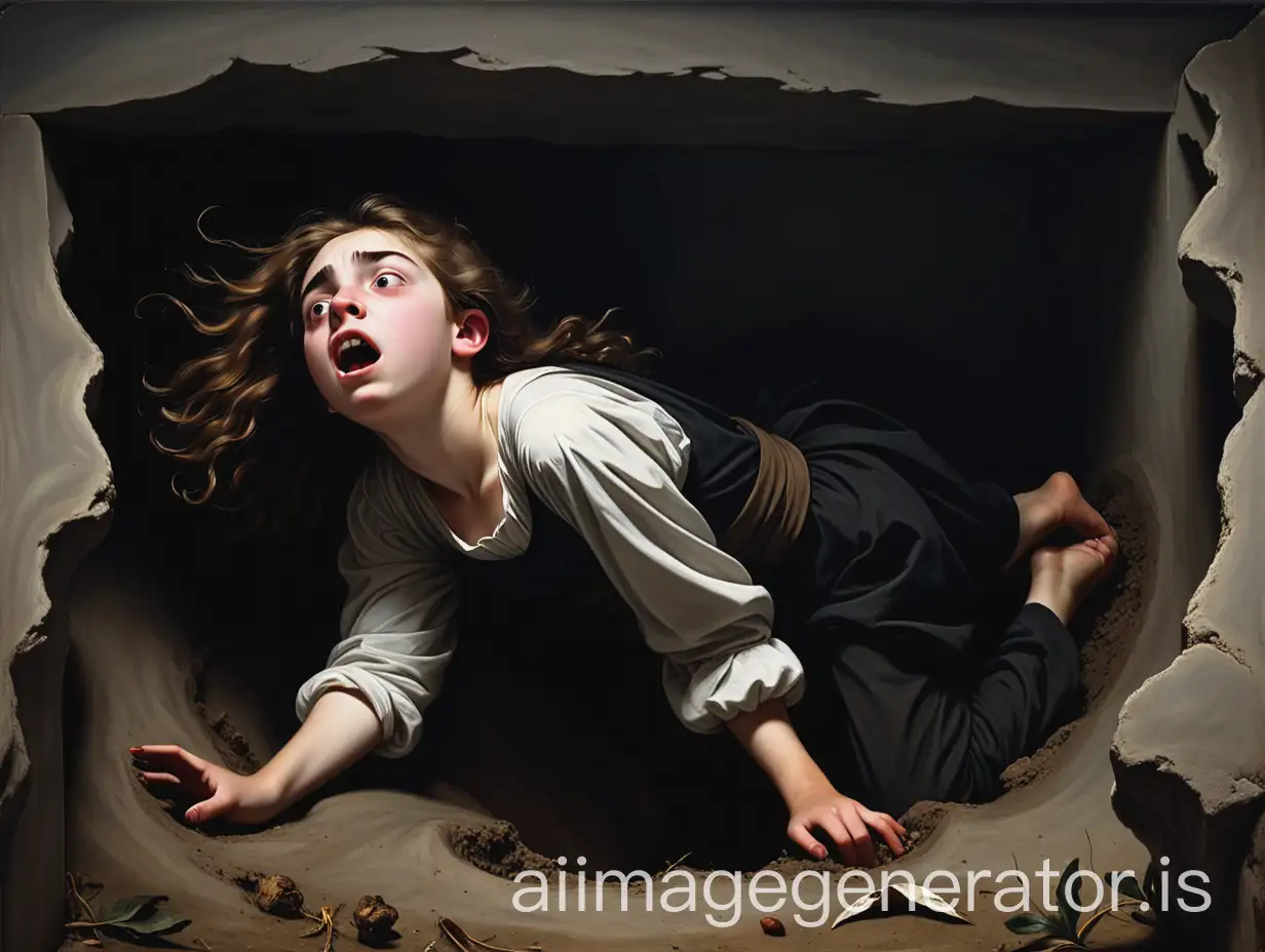 Teenage-Girl-Falling-into-Open-Grave-in-Dramatic-Baroque-Style