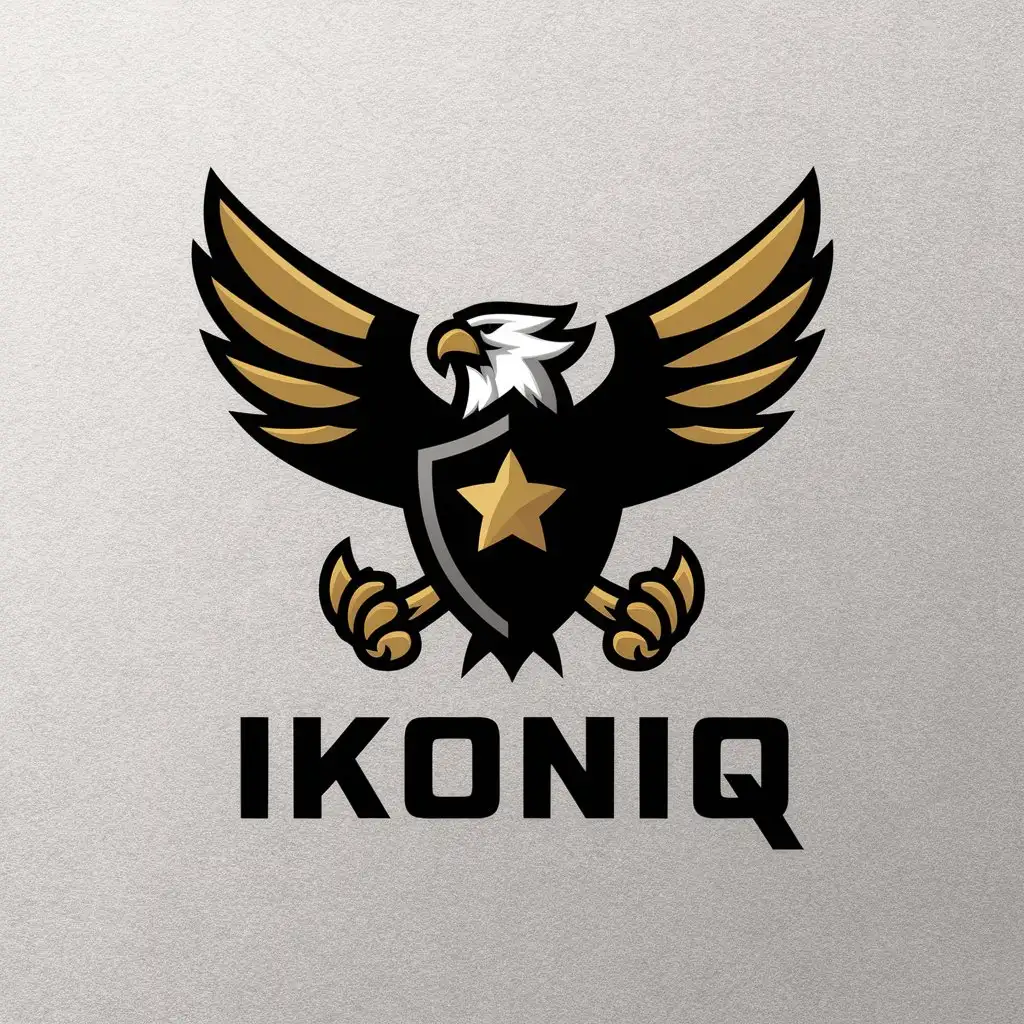 LOGO Design for IKONIQ Minimalistic Eagle Emblem with Gold Accents