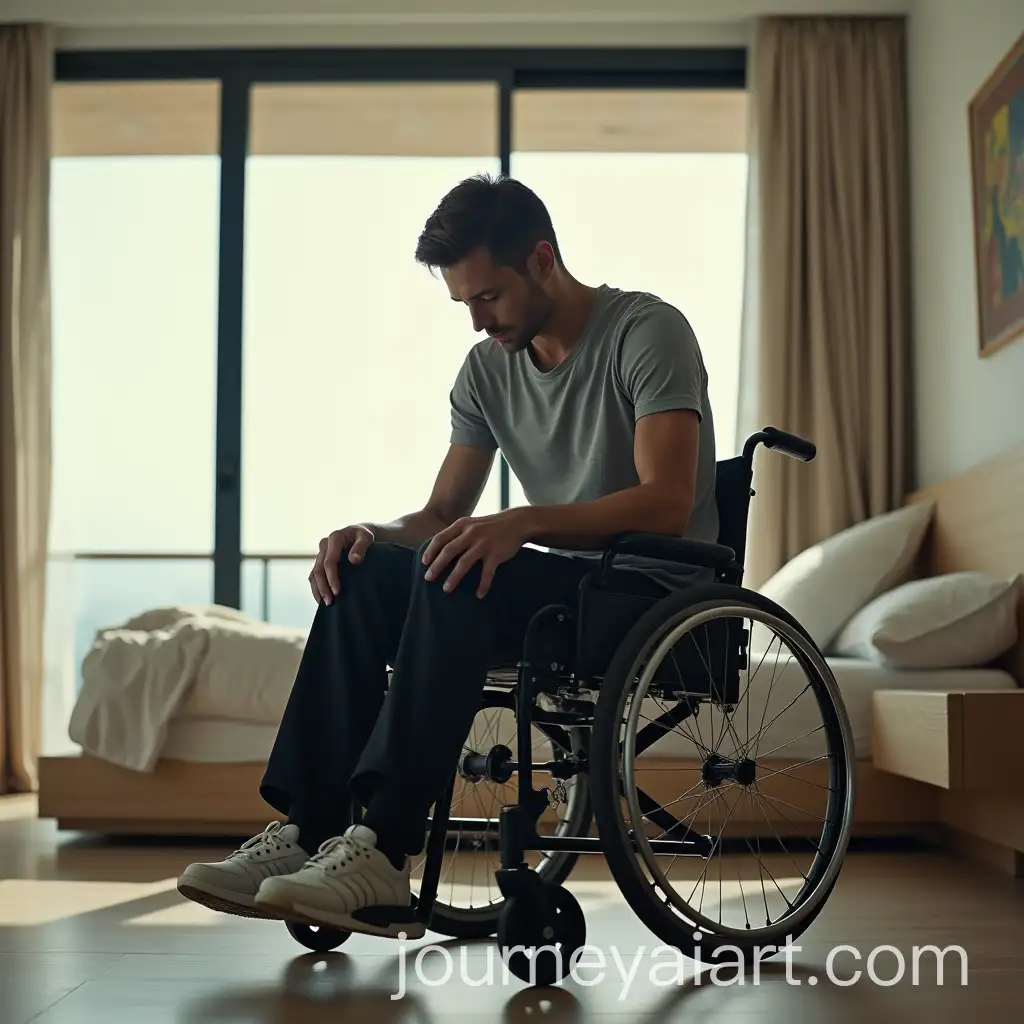 Cinematic-Low-Angle-Shot-of-Ryan-in-Modern-Luxury-Bedroom