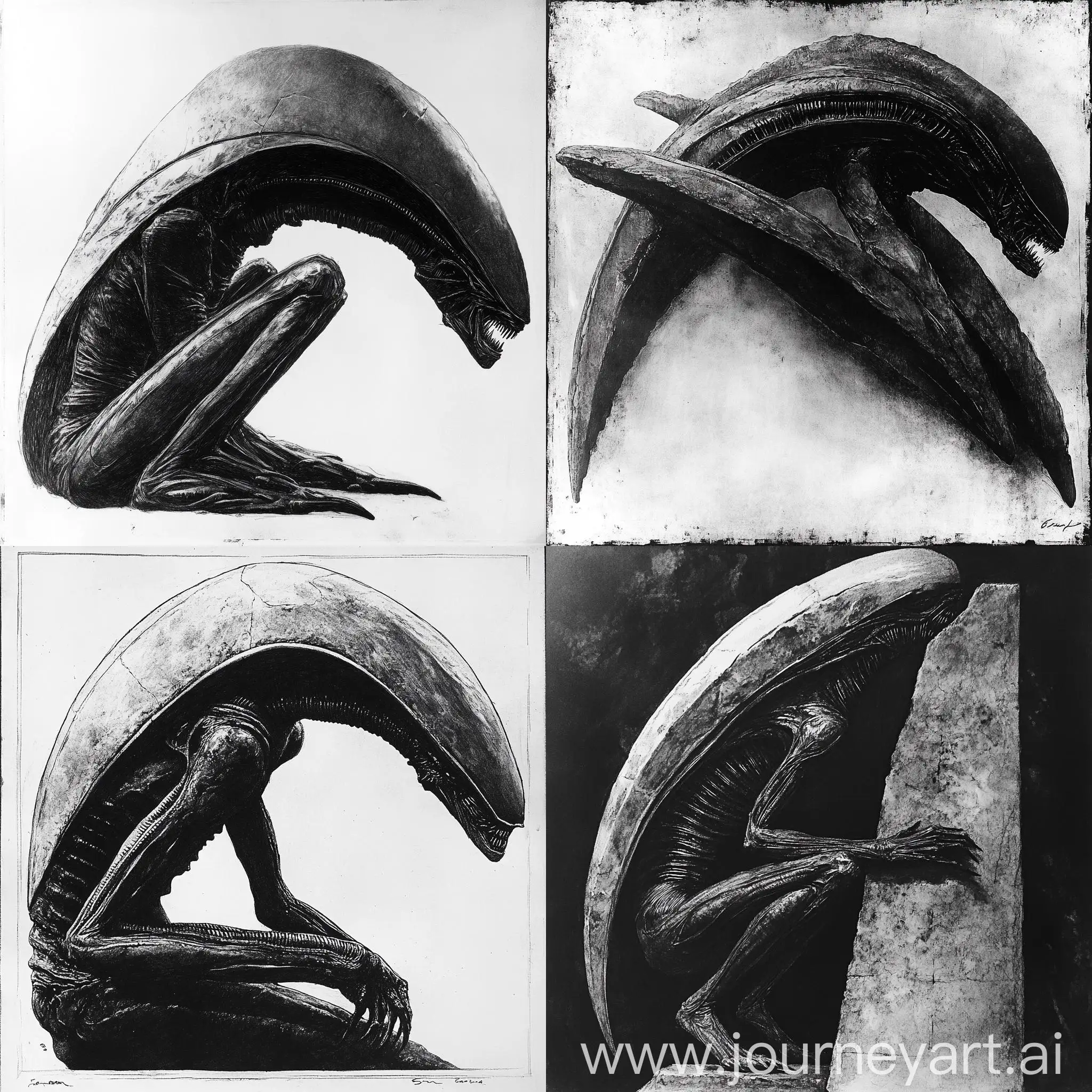 Anthropomorphic-Alien-Creature-in-HR-Giger-Style-Drawing