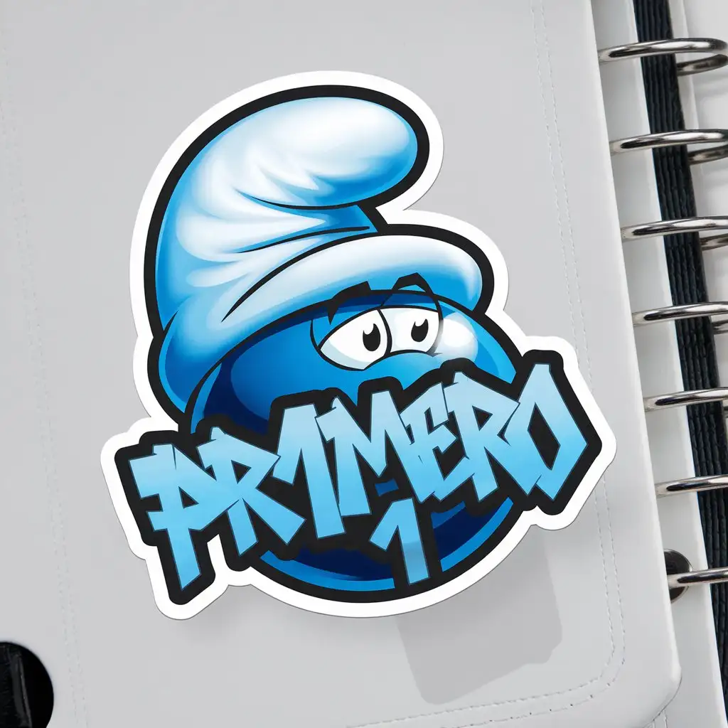 School-Folder-Sticker-with-Blue-3D-Sphere-and-Graffiti-Style-PR1MERO