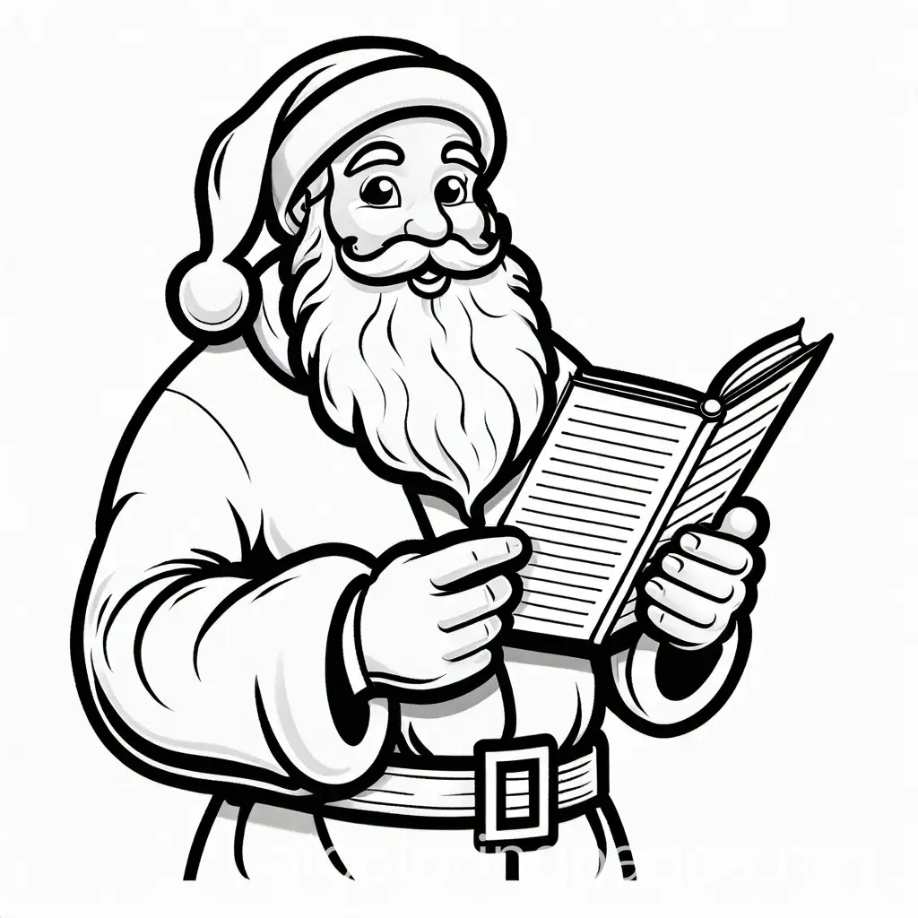 Santa-Claus-Holding-a-List-Simple-Line-Art-Coloring-Page-for-Kids