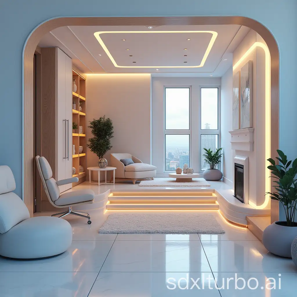 Futuristic-One-Floor-Smart-Home-3D-Illustration