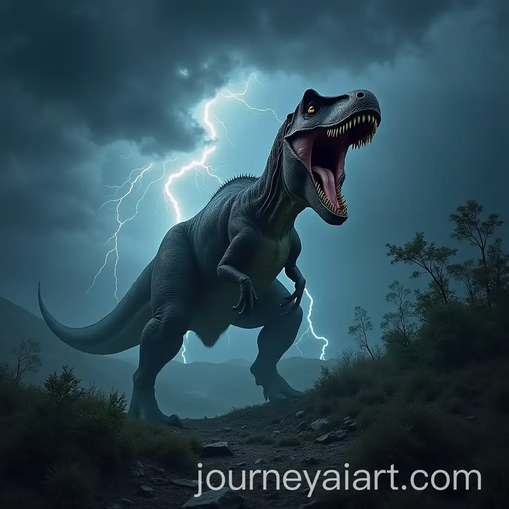 TRex-Roaring-on-a-Prehistoric-Island-During-Thunderstorm