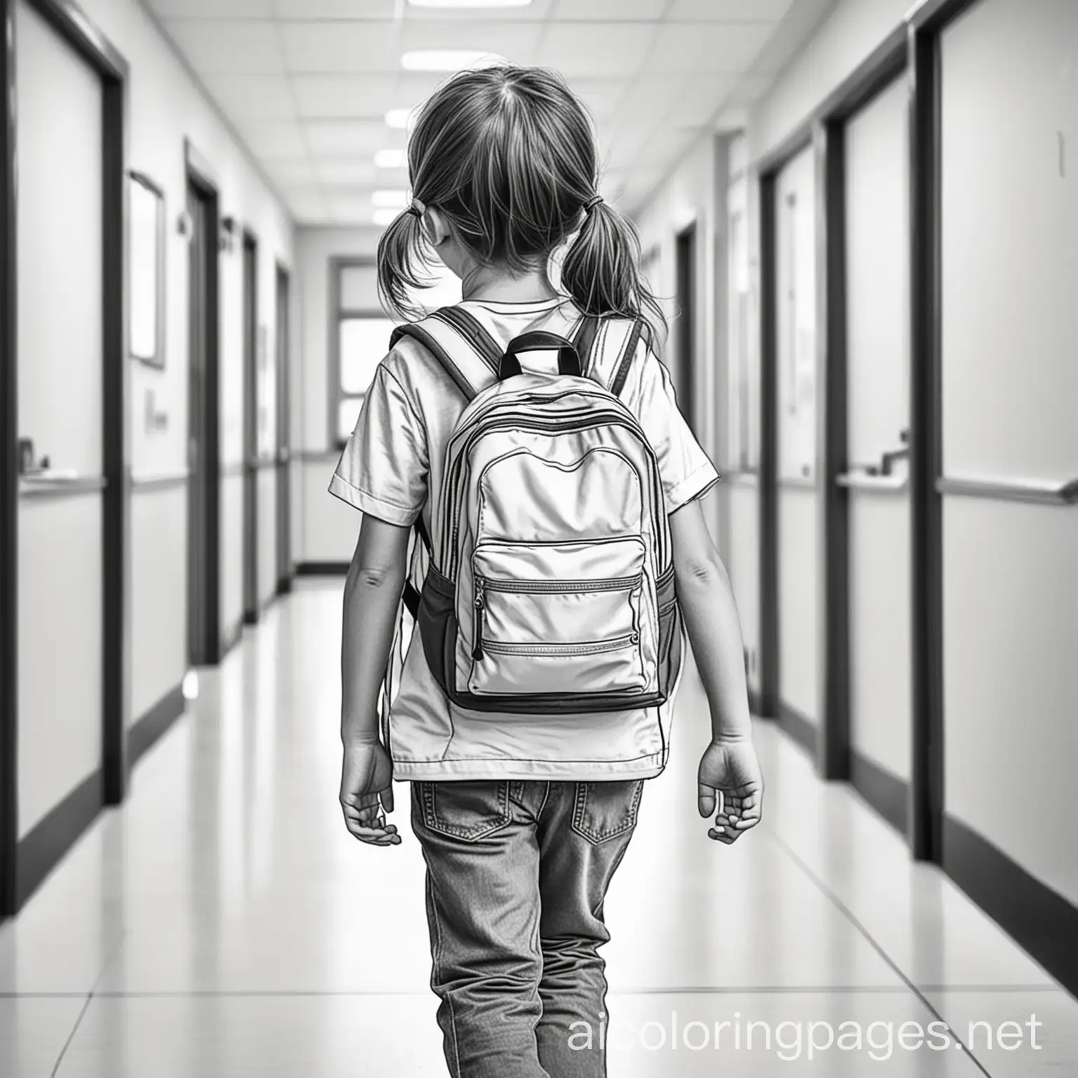 Elementary-School-Student-Walking-in-School-Hallway-Coloring-Page