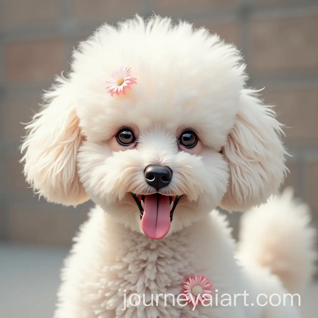 White-Poodle-Surrounded-by-Colorful-Flowers