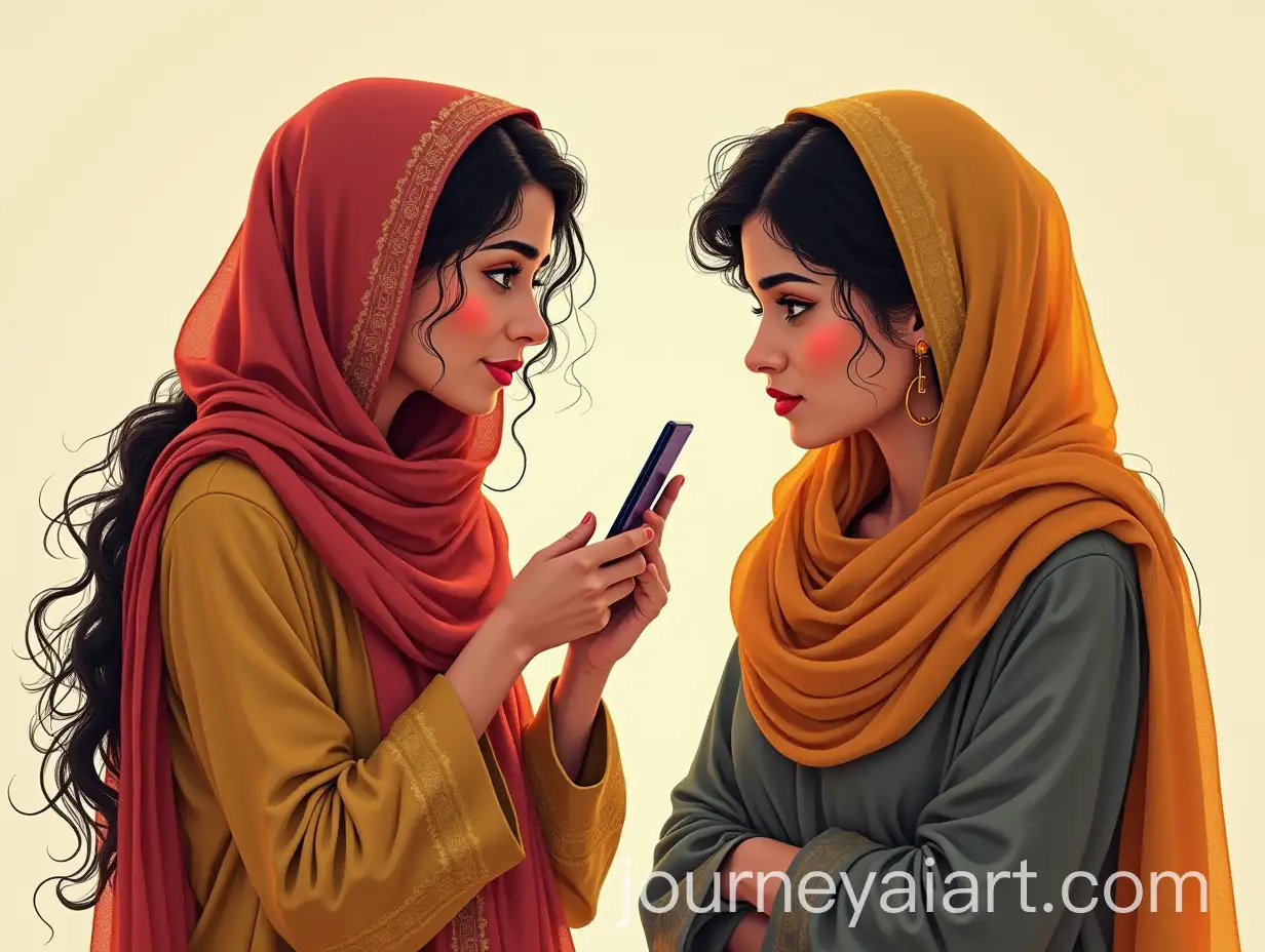 Two-Pakistani-Women-in-Cultural-Conversation-with-Dupattas