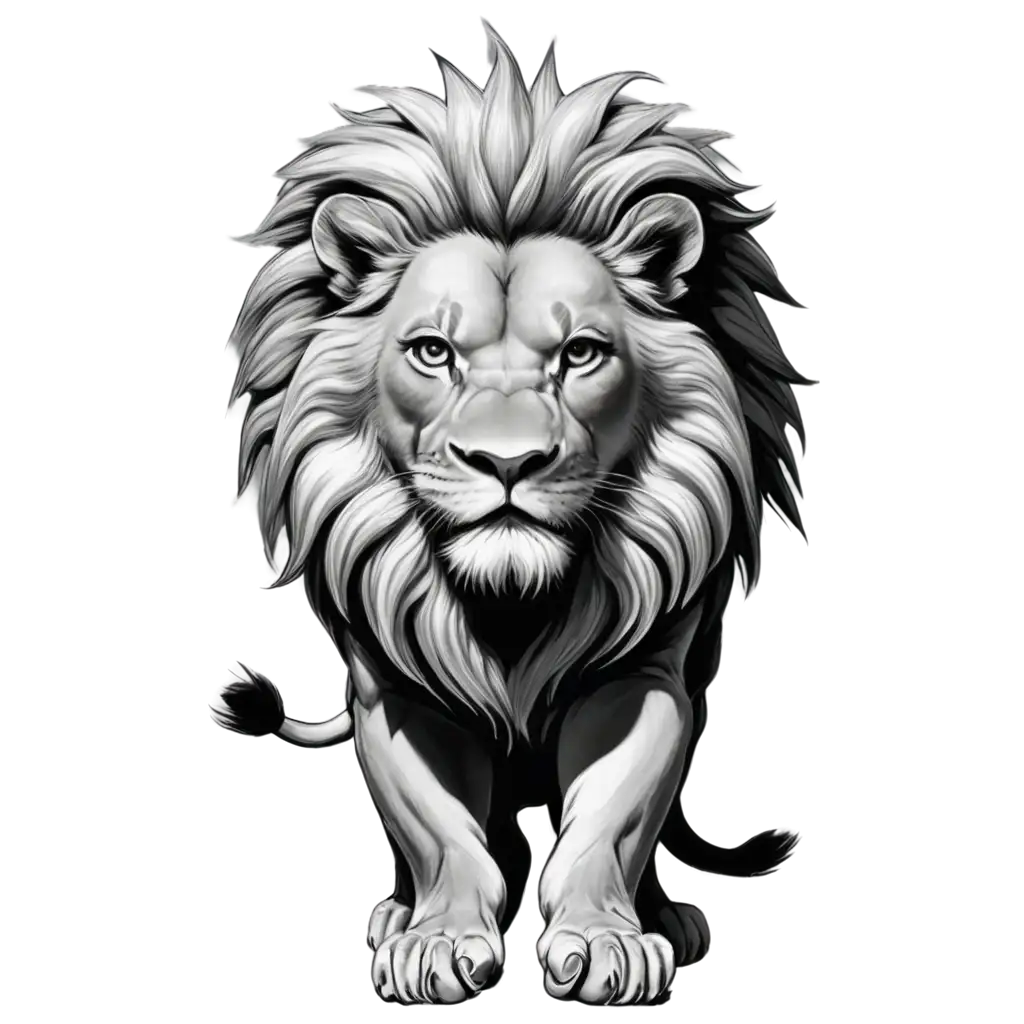 Anime-Style-Lion-PNG-Image-Captivating-Black-and-White-Artistry