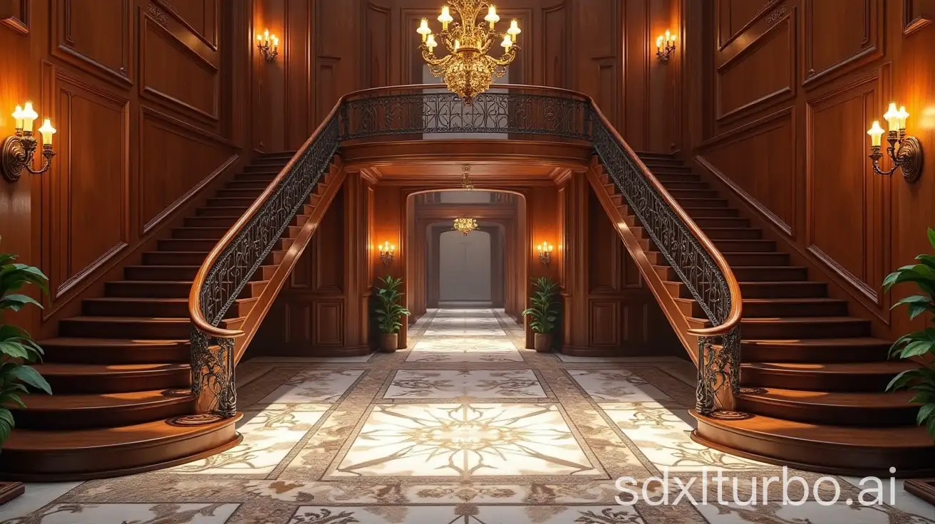 Luxurious-Lobby-with-Dual-Staircases-in-Opulent-Mansion