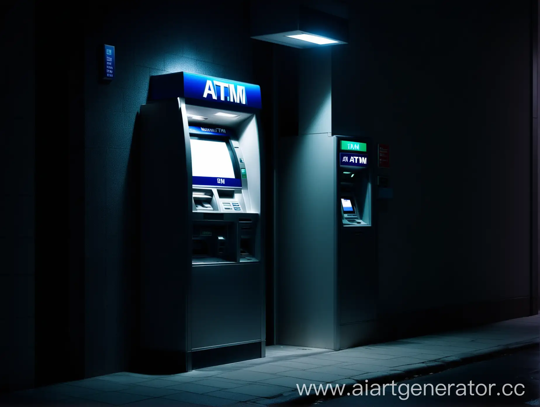 ATM on a dark street under lighting