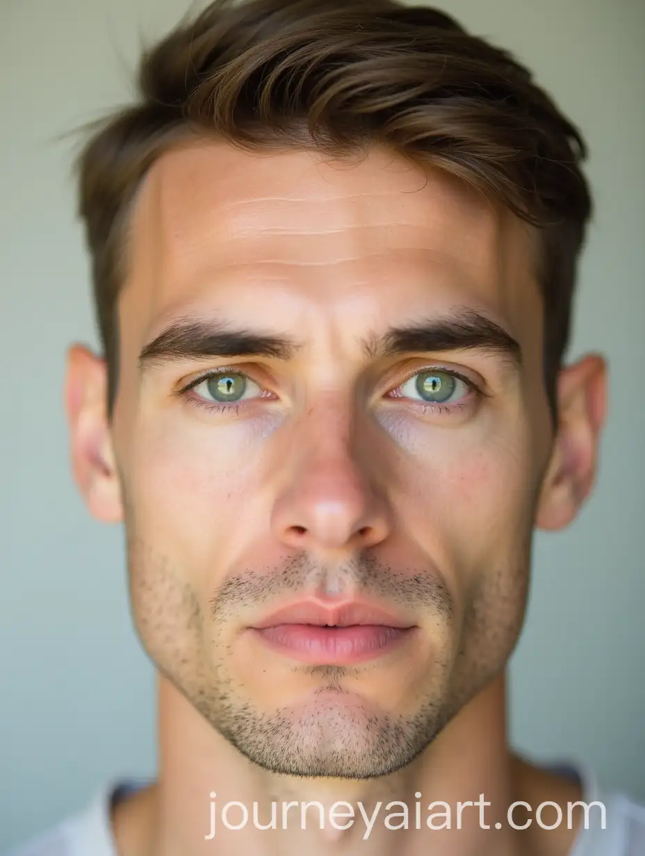 Caucasian-Man-with-Bright-Green-Contact-Lenses-and-Light-Makeup-Serene-Expression