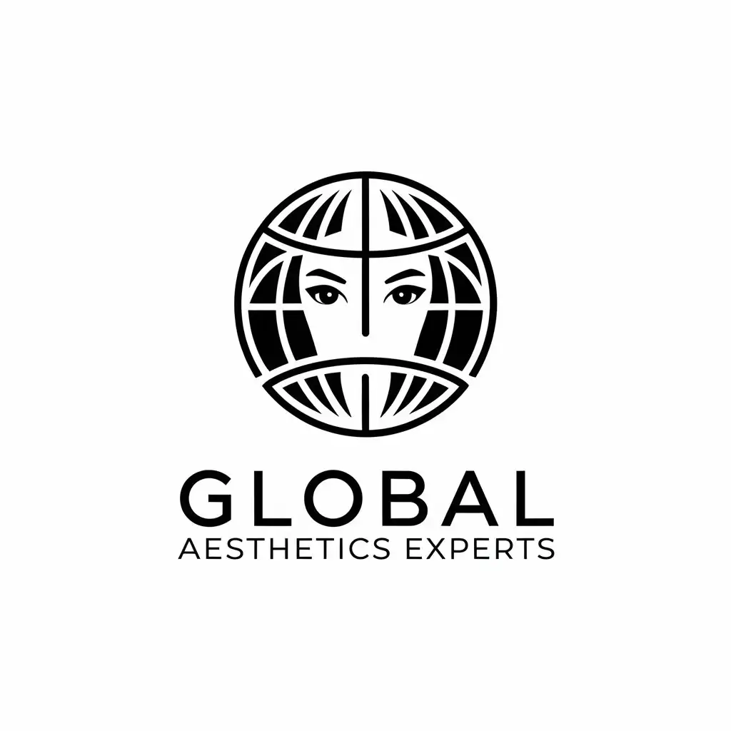 LOGO Design for Global Aesthetics Experts Globe and Womans Face with Eyes for Medical Dental Industry