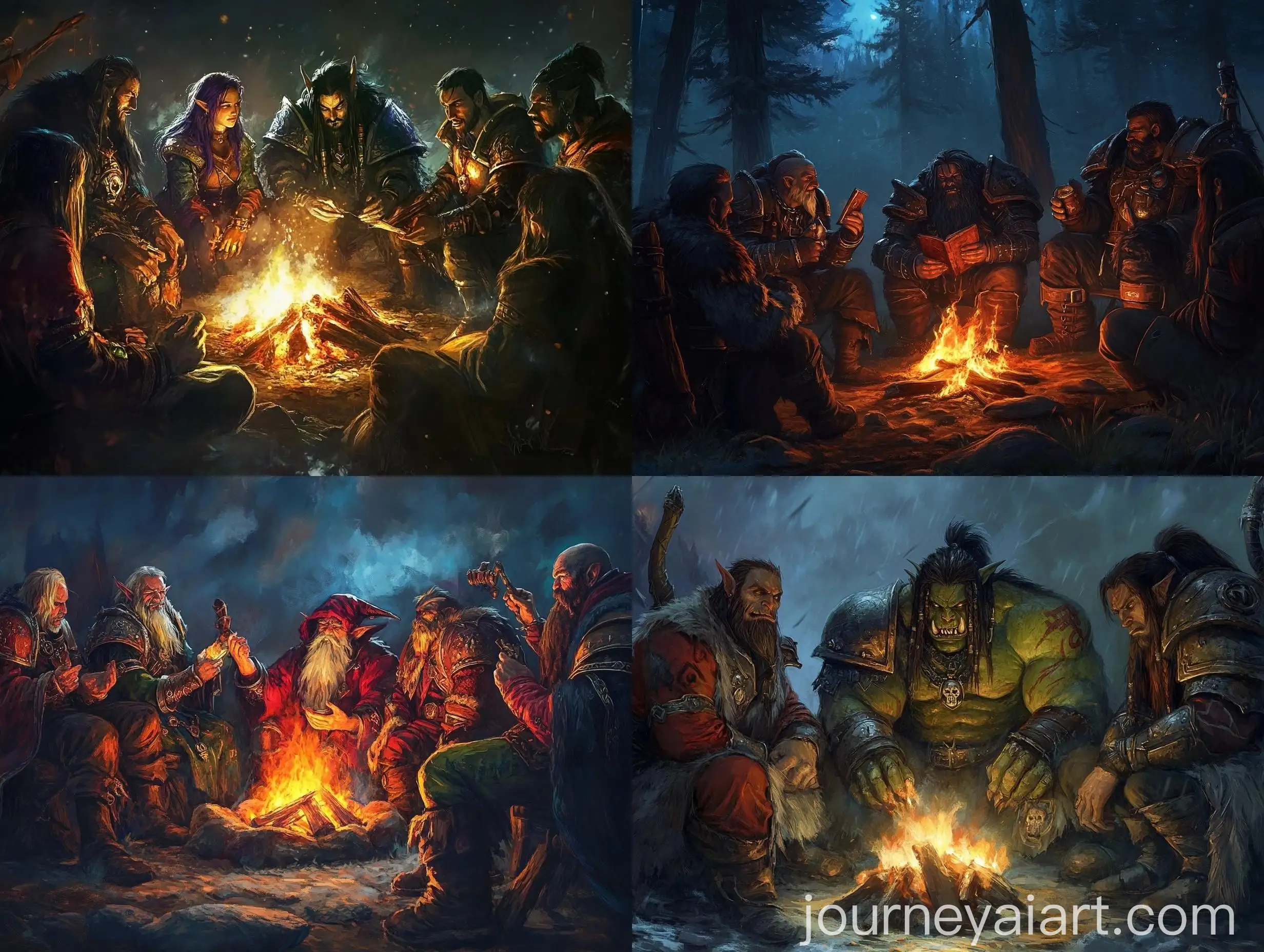 Warcraft-Horde-and-Alliance-Fellowship-Around-the-Fire