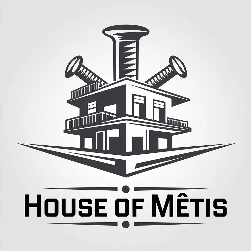 LOGO Design for House of Mtis Vector Logo with House Nail and Screw Theme for the Construction Industry