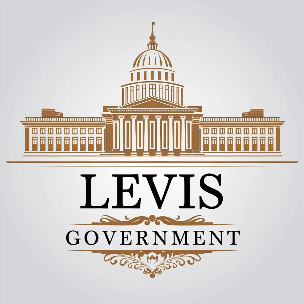 a vector logo design,with the text "LEVIS GOVERNMENT", main symbol:Gosudarstvennoe zдание pravitel'stva,Moderate,clear background