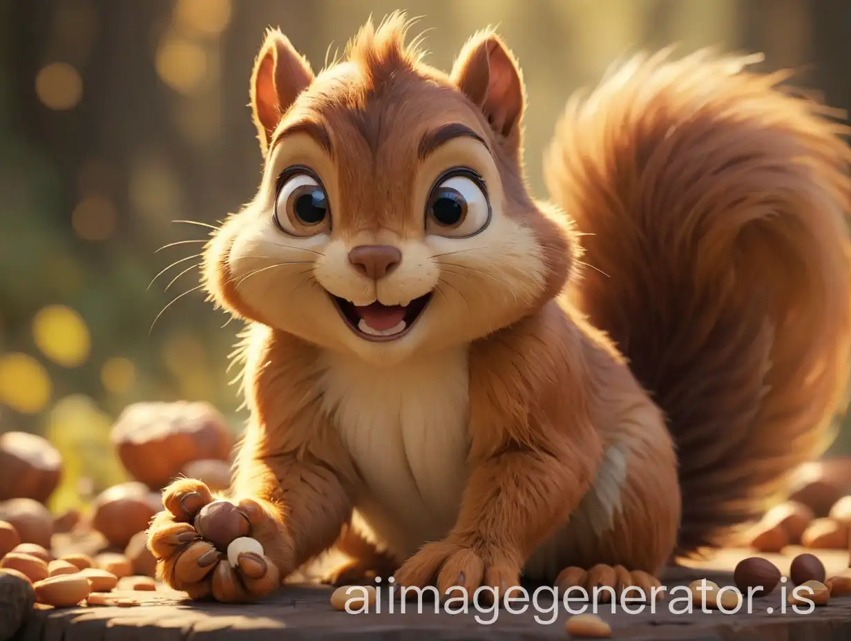 Squirrel-Offering-Hazelnuts-in-Disney-Pixar-Style-with-Emotional-Tension