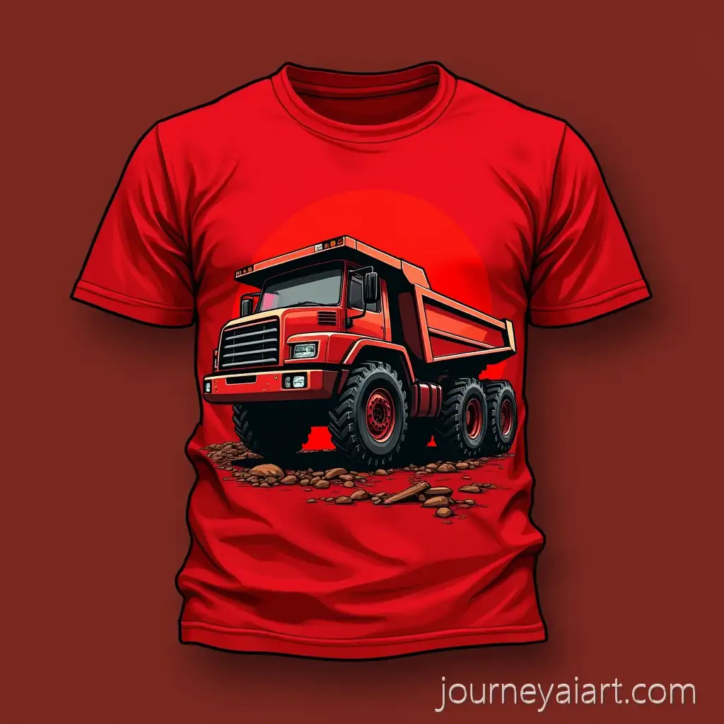 RedRed-Tshirt-Design-TShirt-Design-for-Mechanic-Workshop-Training-with-Excavator-and-Dump-Truck-Logo