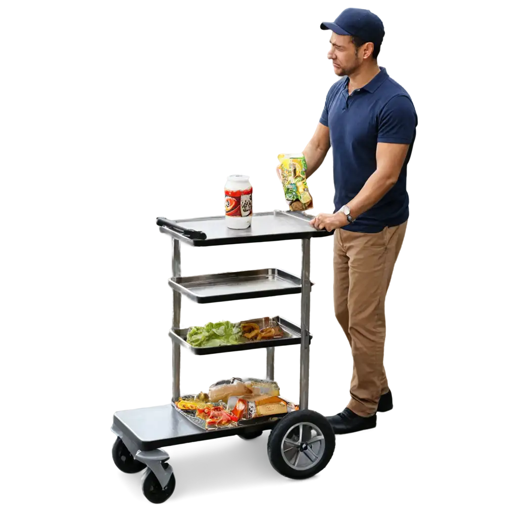 Man-Pushing-Food-Trolley-PNG-Image-for-Versatile-Usage