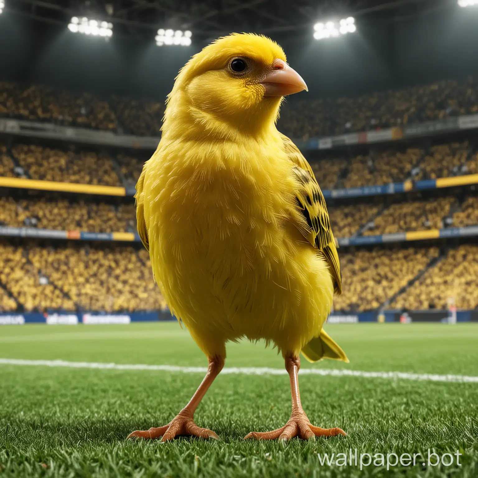 muscle yellow canary in football arena