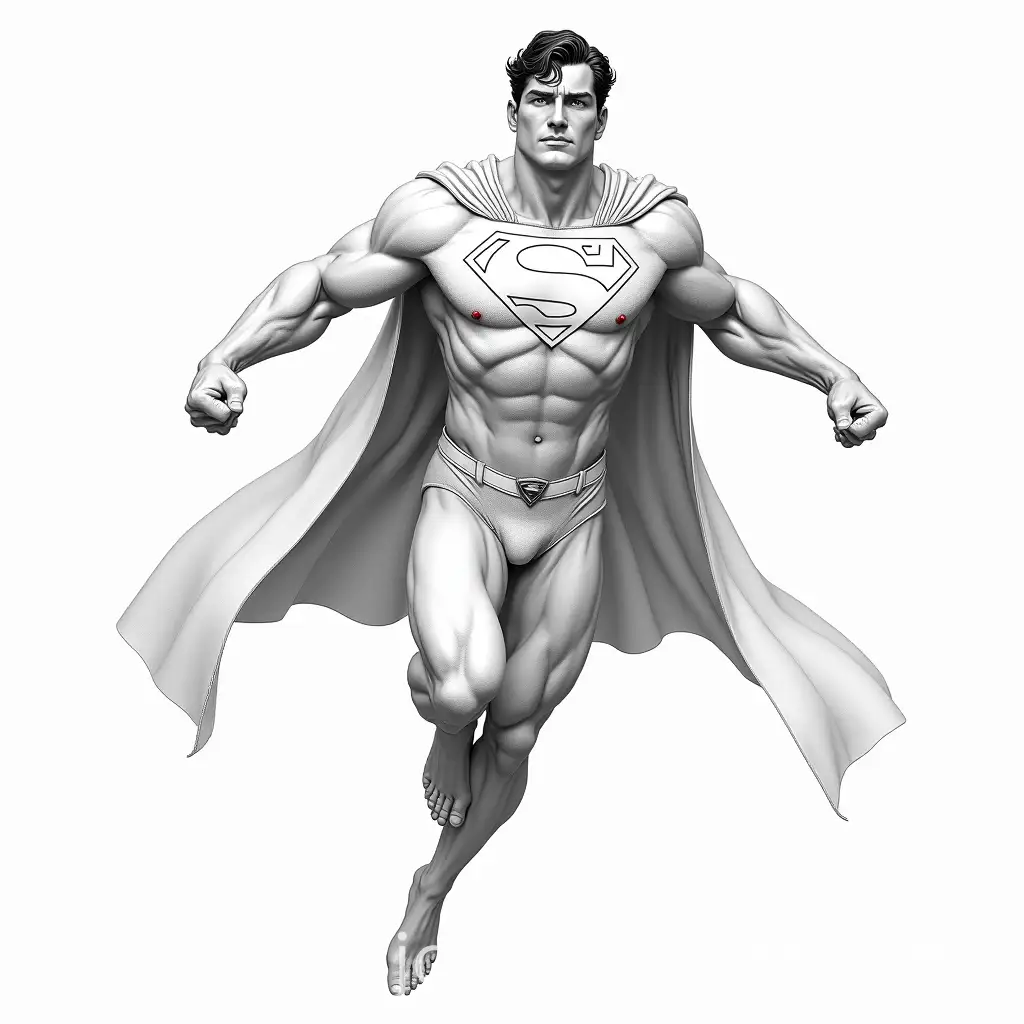 Superman-Soaring-in-Black-and-White