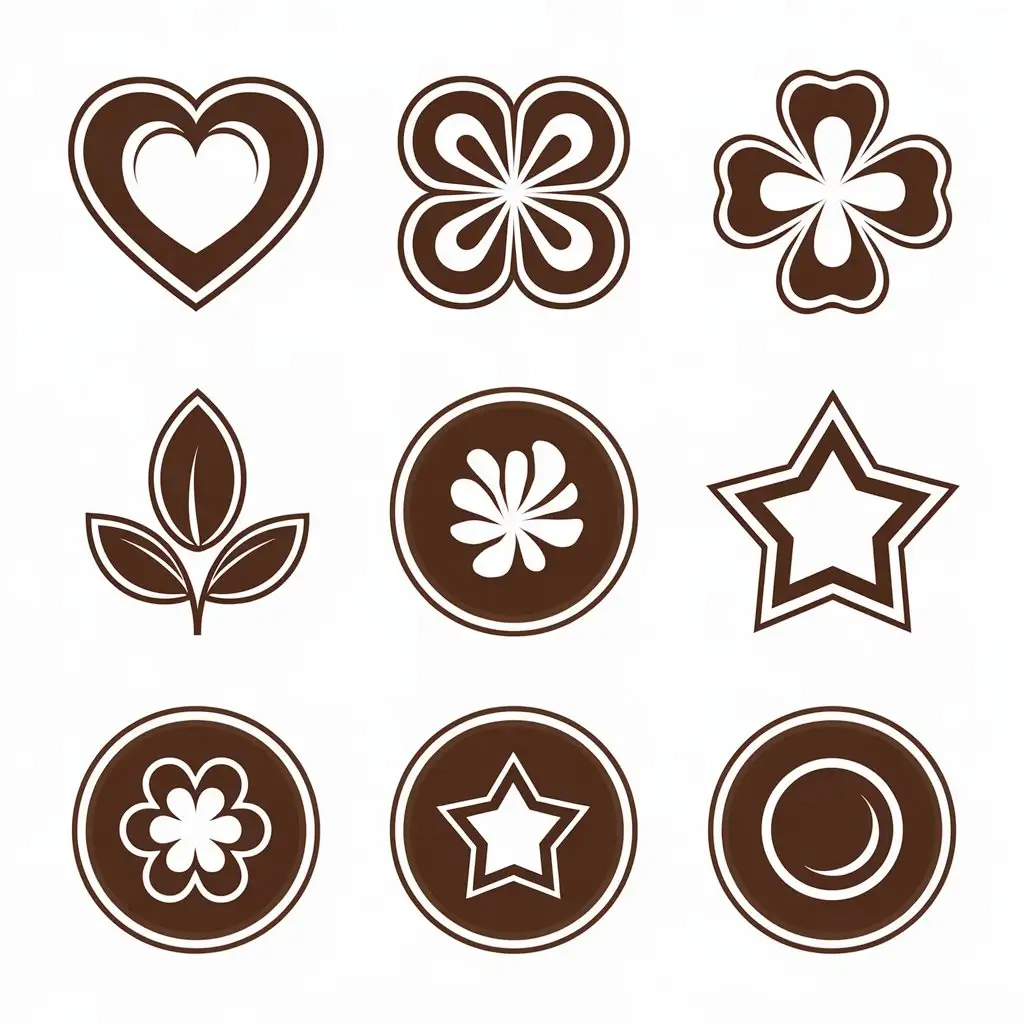 Set of latte art coffee vector. Coffee decoration icons sets.