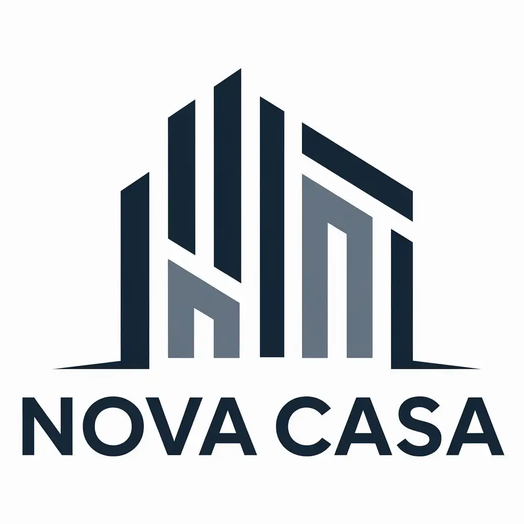 LOGO Design for Nova Casa Dark Blue Gray and Yellow Construction Materials Store Theme