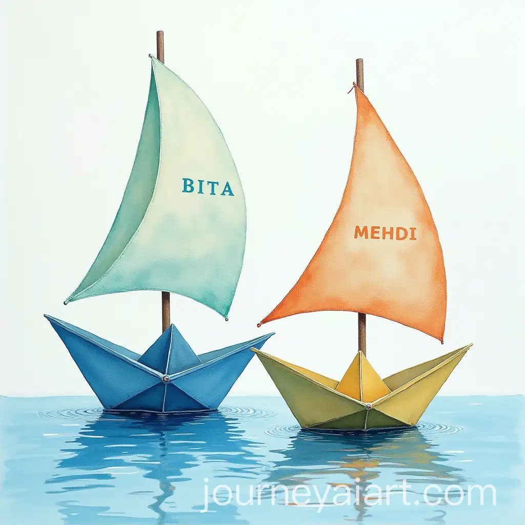 HyperRealistic-Paper-Boats-on-a-Lake-with-Personalized-Sails