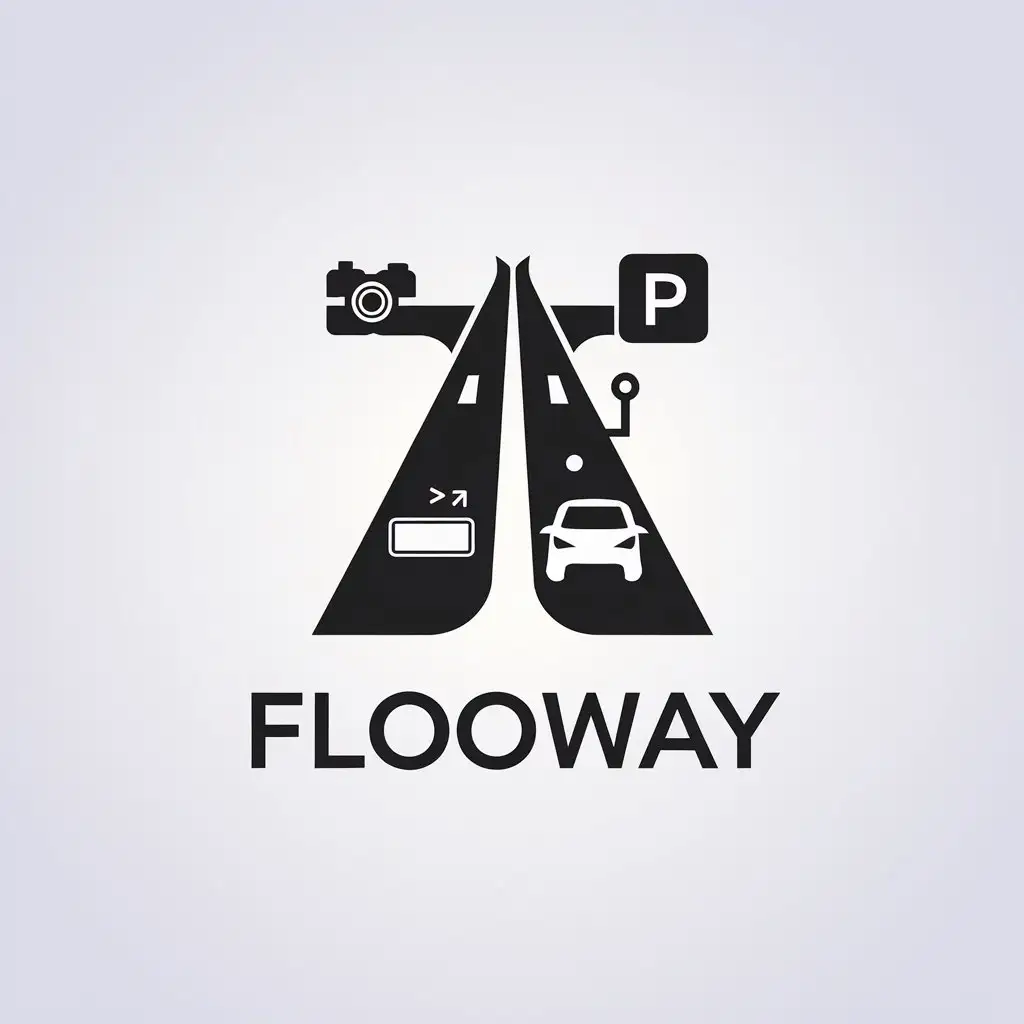 LOGO Design for Flooway Minimalistic Highway Camera Car and Parking Symbol for Technology Industry