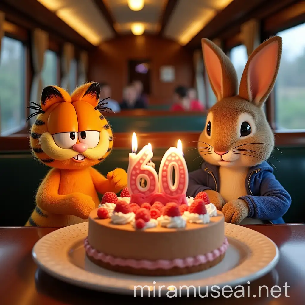 Luxurious Train Carriage Birthday Celebration with Garfield and Peter Rabbit