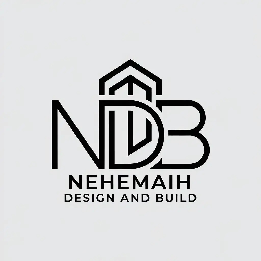 LOGO Design for NDB Minimalistic Construction Industry Emblem with NDB Text and Nehemiah Design and Build Symbol