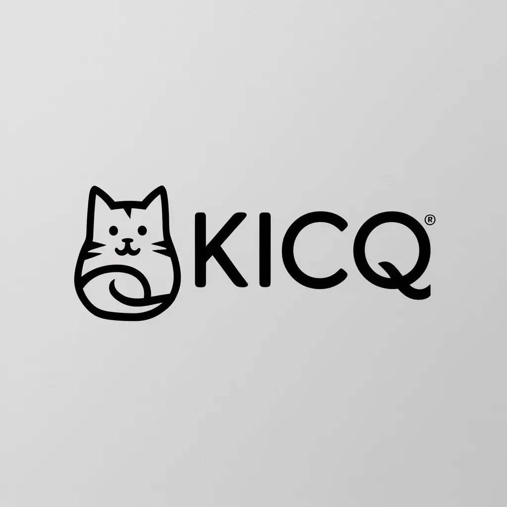 a logo design,with the text "KICQ", main symbol:Cozy cat,Moderate,be used in Communication industry,clear background