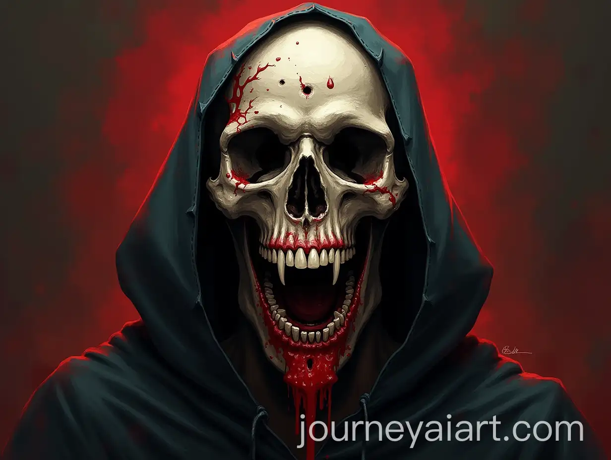 Mysterious-Demonic-Skull-with-Bloodied-Teeth-and-Tattered-Cloak