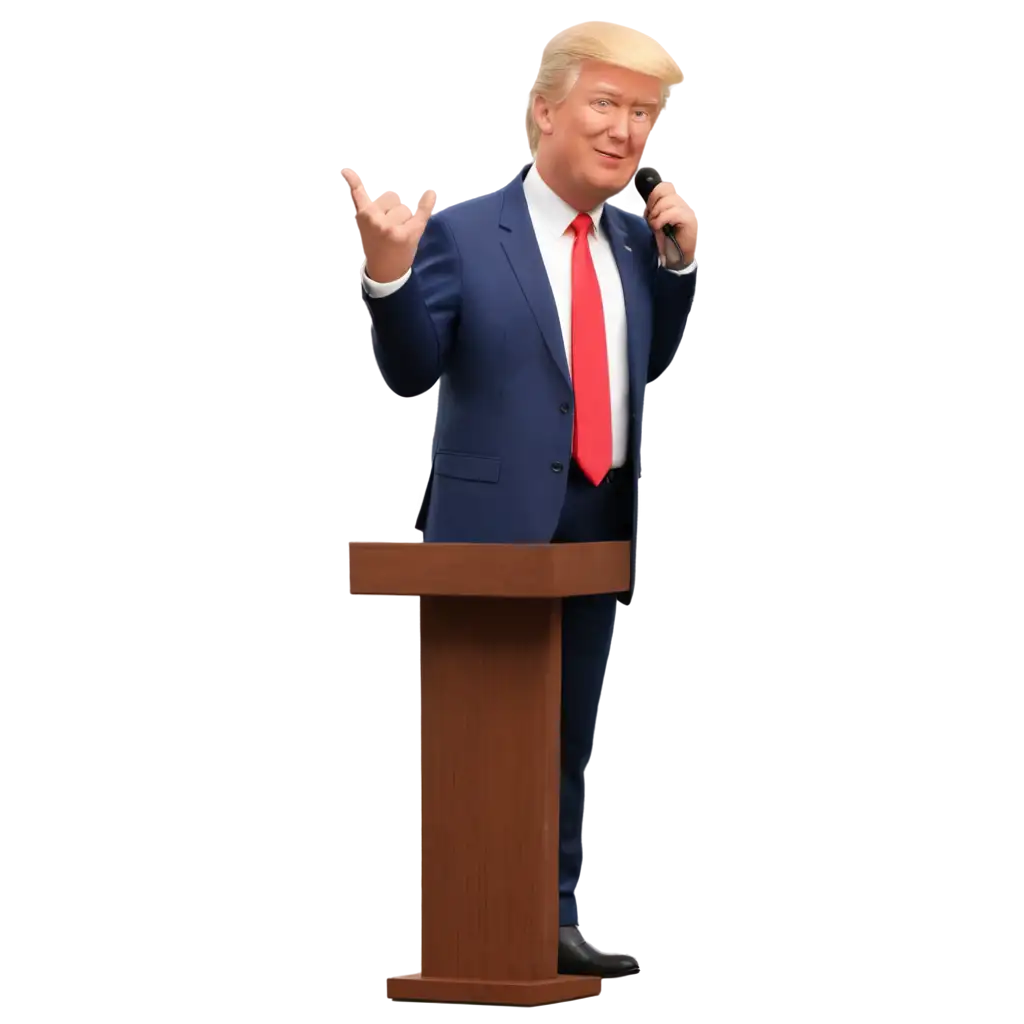 Cheerful-Mr-Trump-3D-PNG-Image-at-Podium-with-Microphone