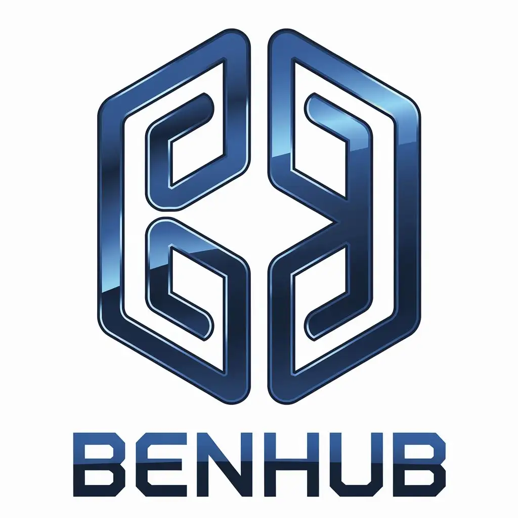 LOGO-Design-For-BenHub-Blue-Gradient-Metallic-HighTech-Design