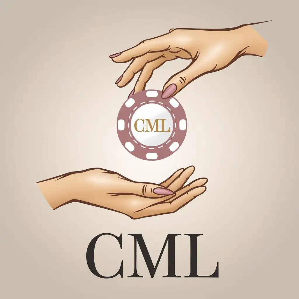 LOGO Design for CML Poker Elegant Female Hands with Mauve Chip and Gold Accents