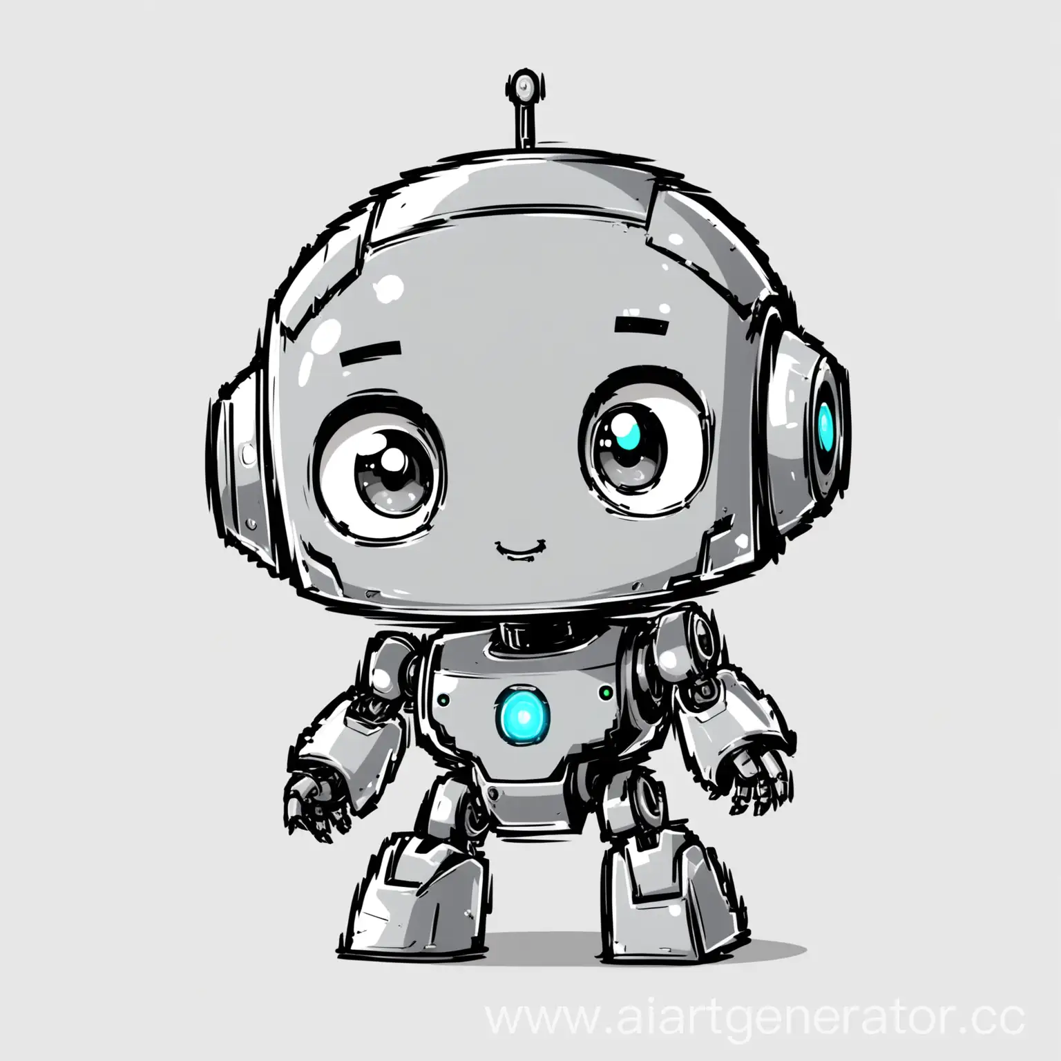 Cute-Anime-Robot-Assistant-Bot-on-White-Background