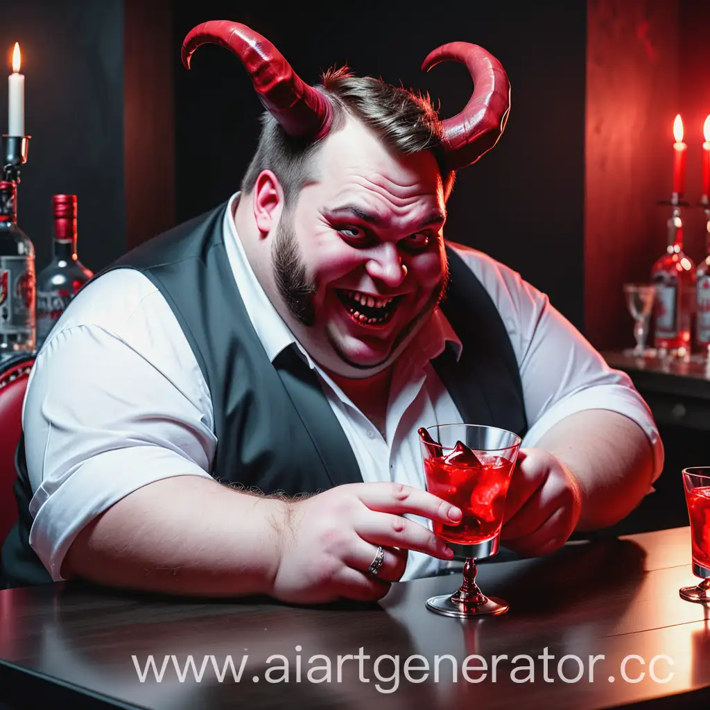 Devil-Horns-Man-Enjoying-Vodka-with-Malicious-Smile