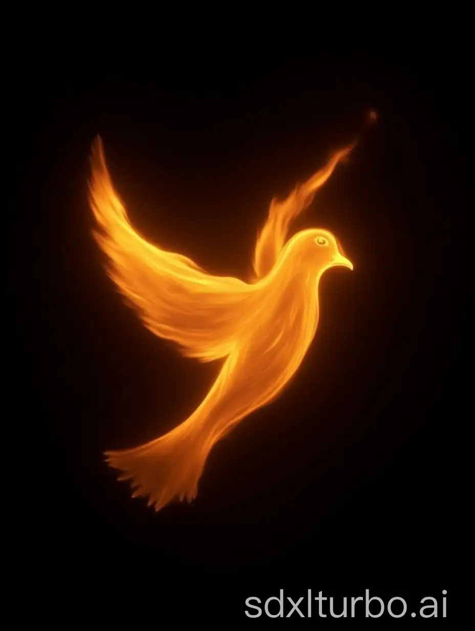 FlameShaped-Dove-Outline-on-Black-Background