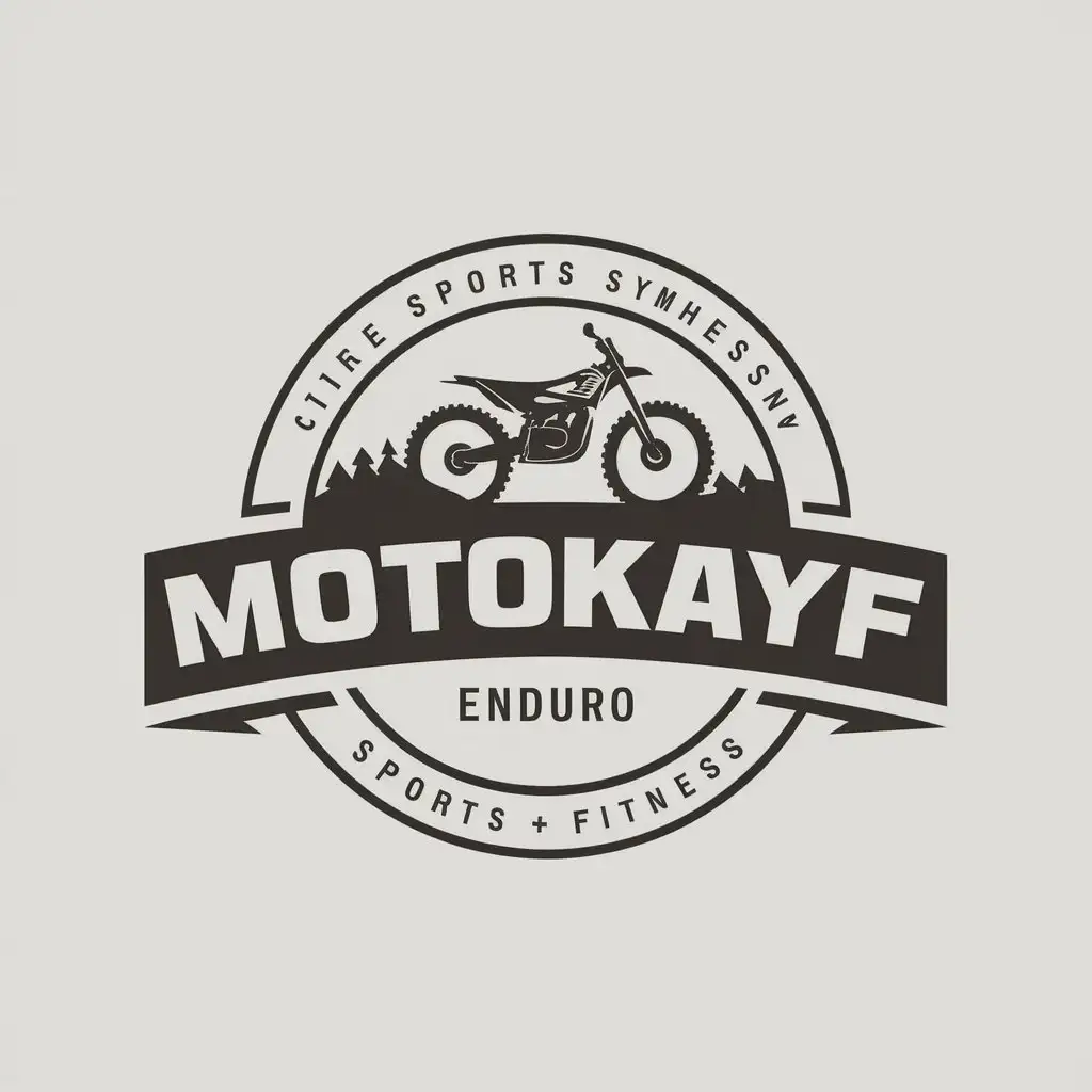 a vector logo design,with the text "MotoKayf", main symbol:Enduro,Moderate,be used in Sports Fitness industry,clear background