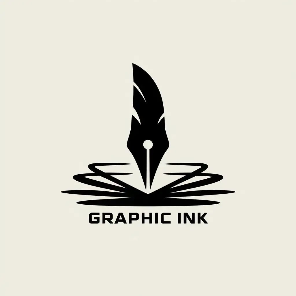 LOGO Design for Graphic Ink Feathered Ink Pen Symbol with Modern and Clear Background Theme