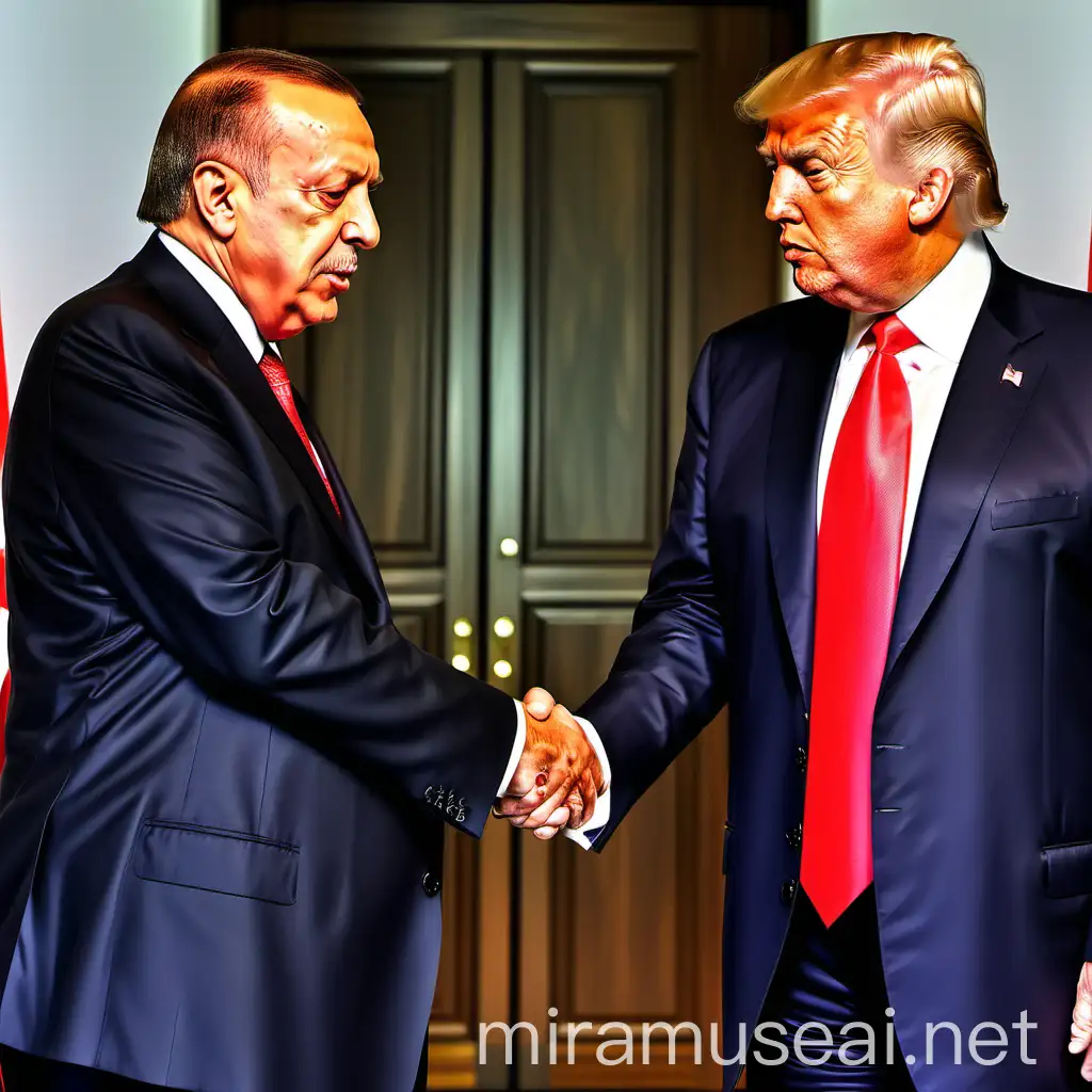 Recep Tayyip Erdoan and Trump Handshaking