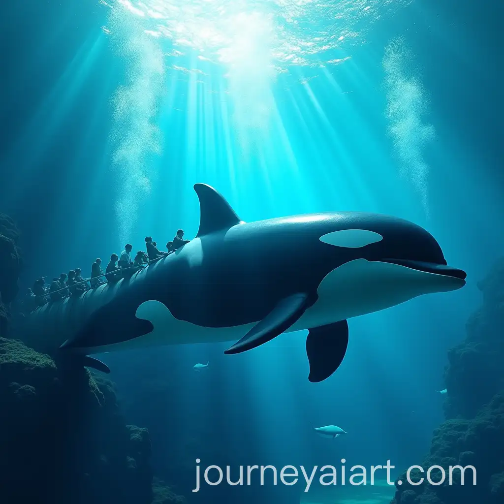 Underwater-Monorail-Train-with-Dolphin-Orca-Head-Shape-for-Passengers