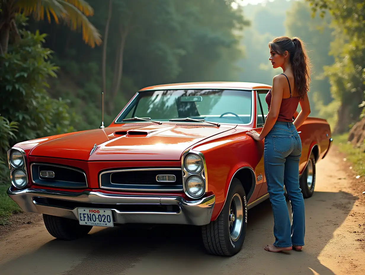 Realistic-Portrait-of-a-Costa-Rican-Woman-Next-to-a-New-Pontiac-Car