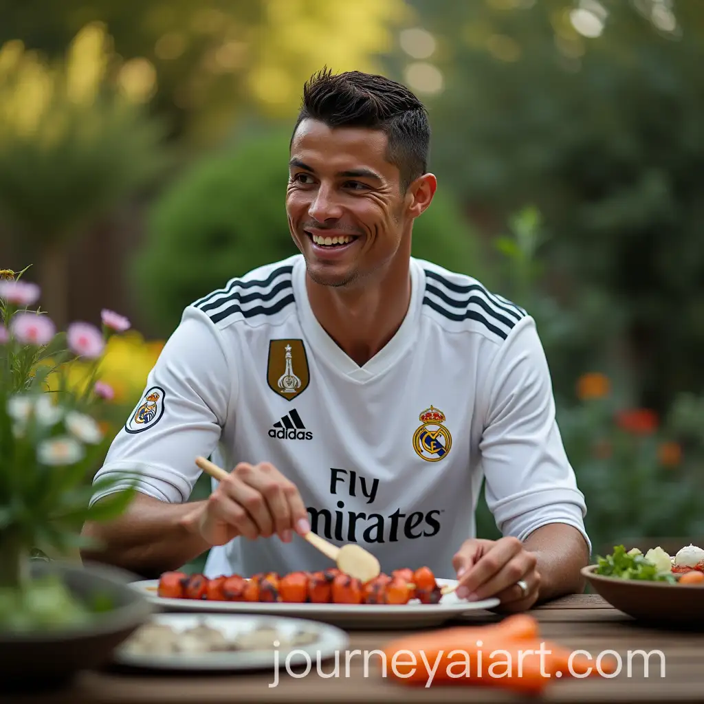 Cristiano-Ronaldo-Cooking-Kebabs-in-Real-Madrid-Jersey