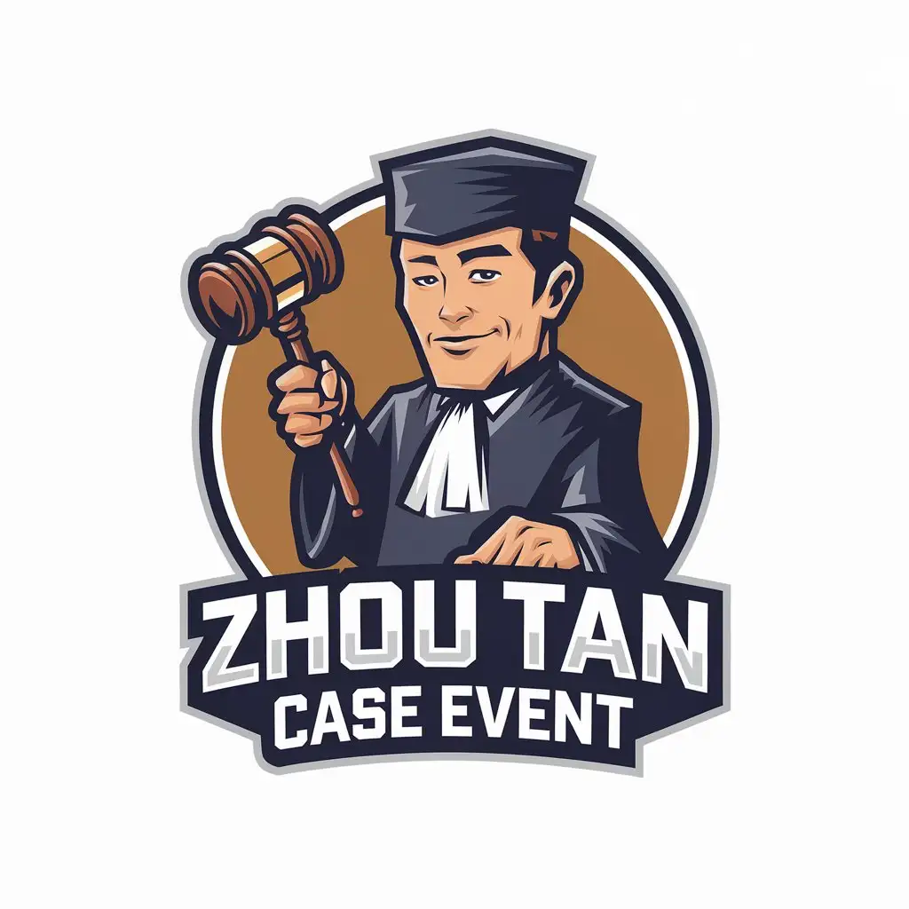 a vector logo design,with the text "Zhou Tan case event", main symbol:comic character,Moderate,be used in Legal industry,clear background