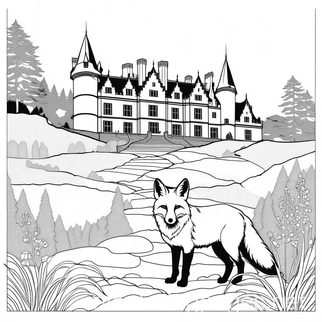 Fox-in-Front-of-Ballynahinch-Castle-Coloring-Page