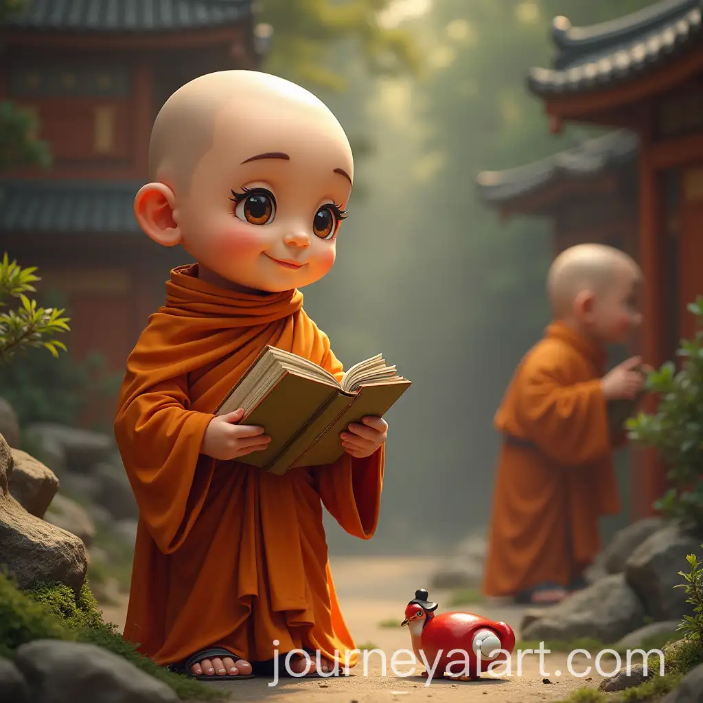 Monk-in-a-Serene-Setting-with-Traditional-Attire