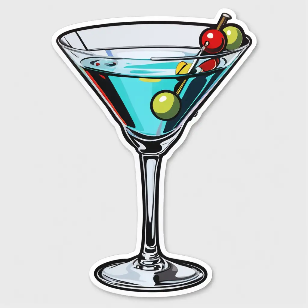 Colorful Martini Cocktail Sticker Set